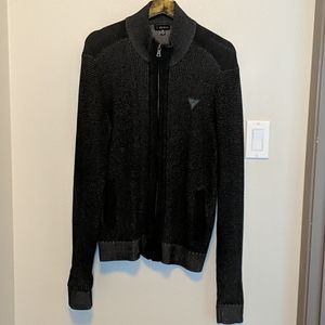 Black long sleeve sweater with full length zipper